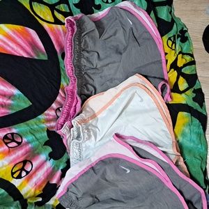 3 Nike Dri-Fit Running Shorts Bundle, Grey/Pink, White/Peach Size M